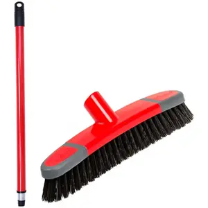 1x Deck Scrub and Long Handle Soft Sweeping Broom Ideal For Hard Floors