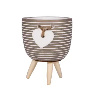 Striped Planter Decoration 90mm x 120mm -Black/Brown/Grey