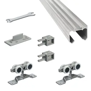 DecorAndDecor Top Hung Sliding Door Gear Kit - 120Kg Max Door Weight - 1800mm Track - Both Way Soft Close