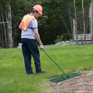 Costway 91 cm Garden Lawn Leveling Rake Effort-saving Landscape Rake w/ Ergonomic Handle