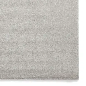 Silver Plain Shaggy Rug, 17mm Thick Stain-Resistant Rug, Modern Rug for Bedroom, LivingRoom, & DiningRoom-80cm X 150cm