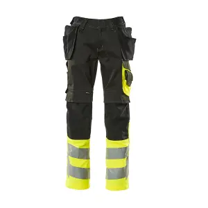 Mascot Safe Supreme Trousers with Holster Pockets (Black/Hi-Vis Yellow)  (31.5) (Leg Length - Regular)