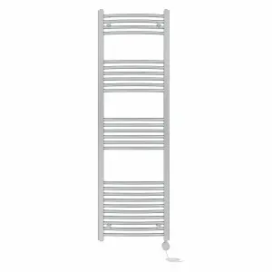 Right Radiators Prefilled Thermostatic Electric Heated Towel Rail Curved Ladder Warmer Rads - Chrome 1600x500 mm