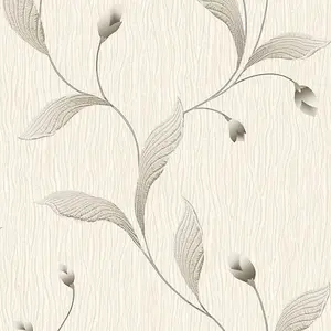 Tiffany Floral Trail Textured Heavyweight Vinyl Wallpaper Charcoal Belgravia 41338