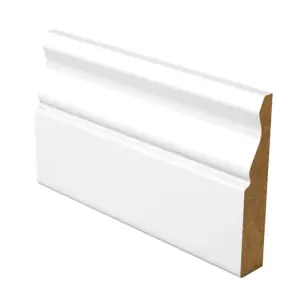 PACK OF 5 (Total 5 Units)  - Ogee Fully Finished Satin White Skirting - 18mm x 144mm - 4200mm Length