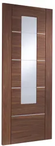 Internal Walnut Pre-Finished Portici Door with Clear Glass  - 1981 x 686 x 35mm (27")