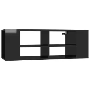 Berkfield Wall-Mounted TV Cabinet High Gloss Black 102x35x35 cm Engineered Wood