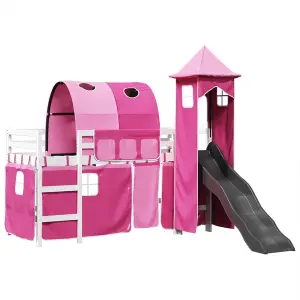 Berkfield Kids' Loft Bed with Tower Pink 80x200 cm Solid Wood Pine