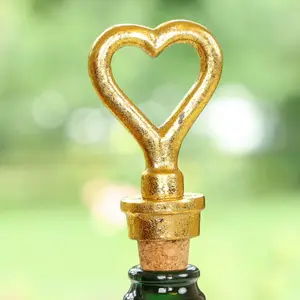 Cast Iron Gold Heart Design Oil Bottle Stopper Gift Idea