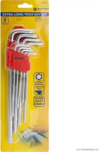 New Pack Of 9 Extra Long Torx Key Set Heavy Duty Hard Steel Security Spanner Tool