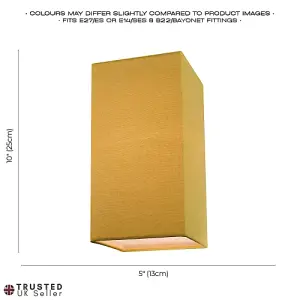 Contemporary and Stylish Ochre Linen Fabric Tall Rectangular 25cm Lampshade