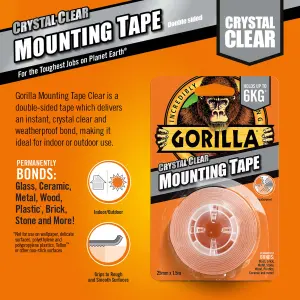 Gorilla Clear Mounting Tape (L)1.5m (W)25.4mm