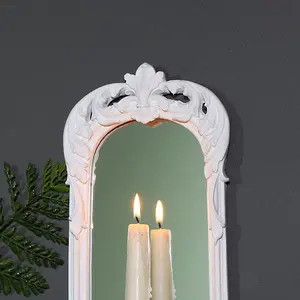 Melody Maison Ornate White Wall Mirror Candle Holder Sconce