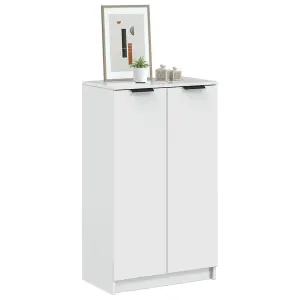 Shoe Cabinet High Gloss White 59x35x100 cm Engineered Wood