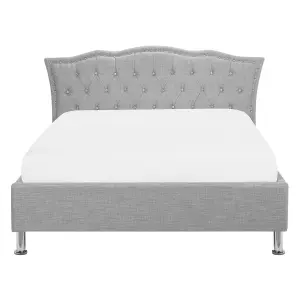 Fabric EU Double Size Bed Grey METZ