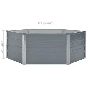 Berkfield Raised Garden Bed 129x129x46 cm Galvanised Steel Grey