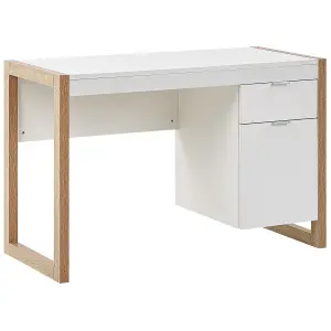 Home Office Desk with Storage Light Wood JOHNSON