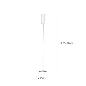 EGLO Troy 3 White And Satin Nickel Glass And Metal Floor Lamp, (D) 10.5cm