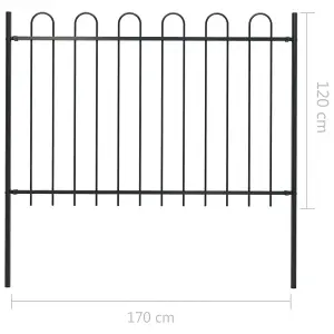 Berkfield Garden Fence with Hoop Top Steel 1.7 m Black