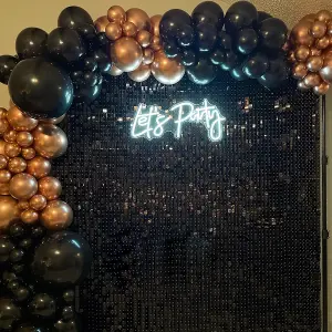 Black Shimmer Sequin Wall Panels Backdrop, 30cm x 30cm