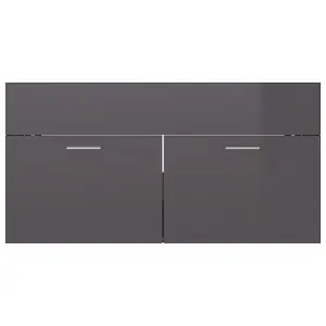 Berkfield Sink Cabinet High Gloss Grey 90x38.5x46 cm Engineered Wood