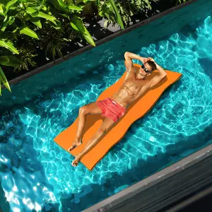 Costway Floating Water Mat Pool Roll-up Floating Mattress w/ Rolling Pillow