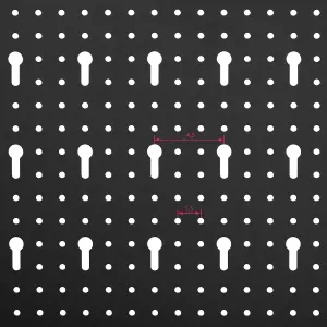 Pegboard - with 25 hooks and brackets, made of steel - black/red