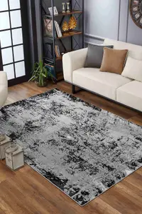 Serenity Modern Abstract Acrylic Contemporary Area Rugs Black 60x220 cm