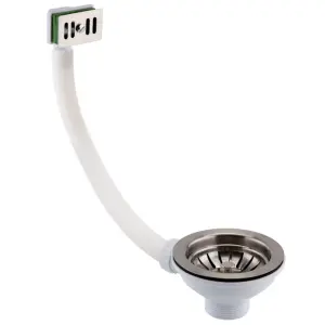 Newbury Stainless Steel Dual Lever Kitchen Sink Mixer & Basket Strainer (Square Overflow)