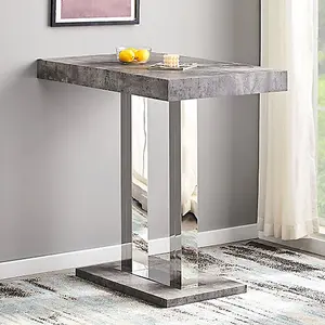 Caprice Concrete Effect Bar Table With 4 Ripple Grey Stools