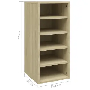 Berkfield Shoe Cabinet Sonoma Oak 31.5x35x70 cm Engineered Wood