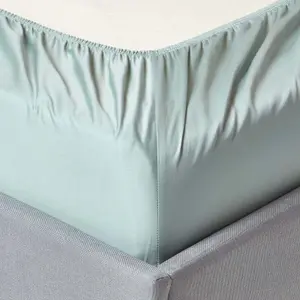 Homescapes Duck Egg Blue Organic Cotton Deep Fitted Sheet 18 inch 400 Thread count, Double