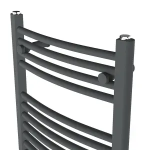 Rinse Curved Bathroom Heated Towel Rail Warmer Radiator Central Heating Anthracite - 1500x500mm