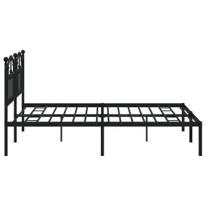 Berkfield Metal Bed Frame with Headboard Black 160x200 cm