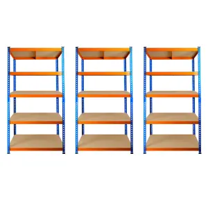 3 Bays of 5 Tier Extra Heavy Duty Storage Racking 1800h x 900w x 300d mm 300kg