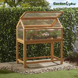 Raised Wooden Cold Frame, Greenhouse, Polycarbonate Storage for Garden Vegetables & Plants