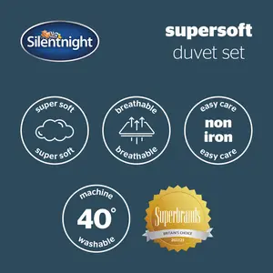 Silentnight Supersoft Duvet Set Dove Grey / Super King - 2 Pillowcases (45 x 80 cm)