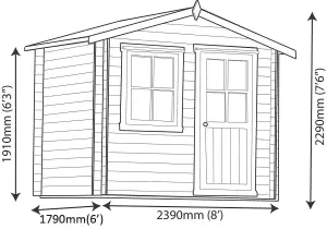 Shire Hartley 8x6 ft & 1 window Apex Wooden Cabin (Base included)