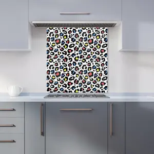 Coloured Leopard Print Premium Glass Kitchen Splashback W600mm x H650mm