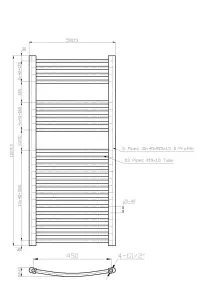 Right Radiators 1100x500 mm Bathroom Curved Heated Towel Rail Radiator Warmer Ladder Chrome