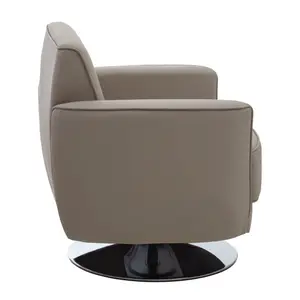 Interiors by Premier Mink Leather Effect Arm Chair, Leather Living Room Chair with Chrome Base, Upholstered Dining Chair