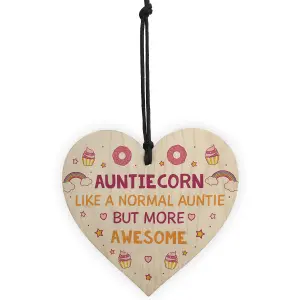 Handmade Auntie Gift Novelty Sister Plaque Wooden Heart Birthday Christmas Unicorn Sign