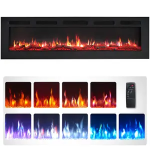 FlameKo Wilton 60"/152cm Electric Fireplace, Wall Mounted, Recessed Media Wall, Heater, Remote Control