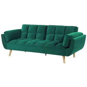 Beliani Retro Sofa Bed ASBY Green Velvet