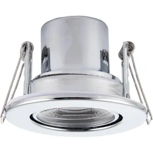 2 PACK Recessed Tiltable Ceiling Downlight - 8.5W Cool White LED Chrome Plate