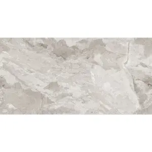 Santiago Gloss Grey Marble Effect Porcelain Wall & Floor Tile - Pack of 32 Tiles, 23m² - (L)600(W)1200mm