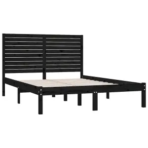 Berkfield Bed Frame Black Solid Wood 140x200 cm