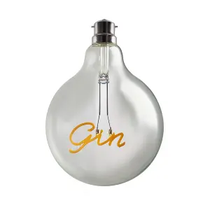 ValueLights Vintage Style 2w LED BC B22 Bayonet Cap Word Script Gin Design Clear Light Bulb - Gin