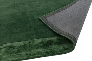 Handmade Modern Rug, Green Rug for Bedroom, & Living Room Rug, Bordered Wool Rug, Luxurious Plain Rug-160cm X 230cm