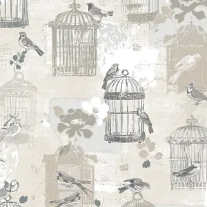 Galerie Kitchen Style 3 Brown Beige Elegance Bird Cage Smooth Wallpaper